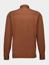 Fedeli Sienna Brown Knitted Cotton Long Sleeve Shirt