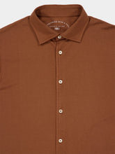 Fedeli Sienna Brown Knitted Cotton Long Sleeve Shirt
