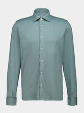 Fedeli Green Knitted Cotton Long Sleeve Shirt
