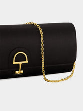 Gucci Black Silk Satin Gucci 73 Clutch with Horsebit