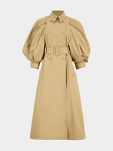 Gabriela Hearst Camel Aeon Puff Sleeve Double-Breasted Trench Coat