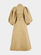 Gabriela Hearst Camel Aeon Puff Sleeve Double-Breasted Trench Coat