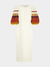 Gabriela Hearst Ivory Nomo Crochet Puff Sleeve Linen Maxi Dress