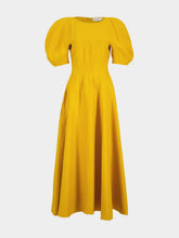 Gabriela Hearst Golden Birch Ranya Puff Sleeve Linen Maxi Dress