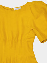 Gabriela Hearst Golden Birch Ranya Puff Sleeve Linen Maxi Dress