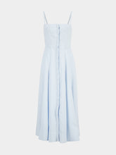 Gabriela Hearst Light Blue Linen Magritte Midi Dress with Straps
