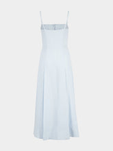 Gabriela Hearst Light Blue Linen Magritte Midi Dress with Straps