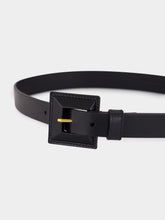 Saint Laurent Black Squared Buckle Leather Belt