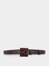 Saint Laurent Brown Squared Buckle Leather Belt