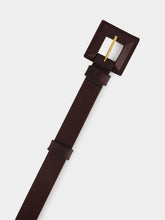 Saint Laurent Brown Squared Buckle Leather Belt