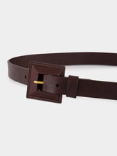 Saint Laurent Brown Squared Buckle Leather Belt