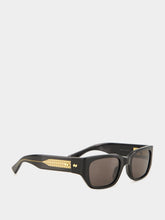Bottega Veneta Black Grey Intrecciato Square Sunglasses