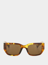 Bottega Veneta Havana Brown Intrecciato Square Sunglasses