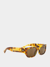Bottega Veneta Havana Brown Intrecciato Square Sunglasses