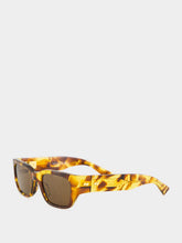 Bottega Veneta Havana Brown Intrecciato Square Sunglasses