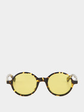 Bottega Veneta Havana Yellow Classic Round Sunglasses