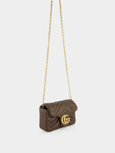 Gucci Dark Taupe Leather GG Marmont Mini Shoulder Bag