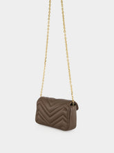 Gucci Dark Taupe Leather GG Marmont Mini Shoulder Bag