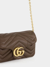 Gucci Dark Taupe Leather GG Marmont Mini Shoulder Bag