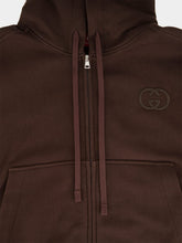 Gucci Dark Brown Cotton Zip Hooded Sweatshirt