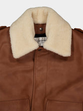 Saint Laurent Terracotta Leather and Shearling Bomber Jacket