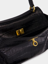 Balenciaga Black Croco Rodeo Mini Leather Handbag