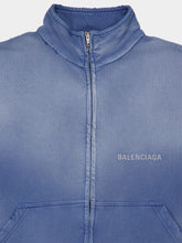 Balenciaga Blue High-Neck Zipped Jacket in Distressed