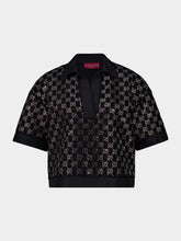 Gucci Black Wool Lamé GG Crystal Top