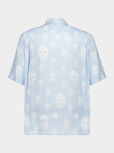 McQueen Light Blue Skull Print Hawaiian Shirt