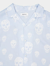 McQueen Light Blue Skull Print Hawaiian Shirt