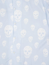 McQueen Light Blue Skull Print Hawaiian Shirt