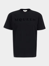 Alexander McQueen Black Flocked McQueen Logo T-Shirt