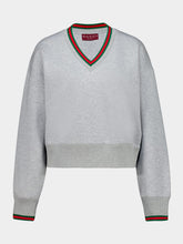 Gucci Light Grey V-Neck Sweatshirt with Web