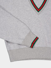 Gucci Light Grey V-Neck Sweatshirt with Web