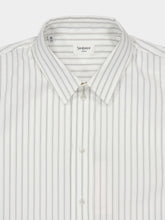 Saint Laurent Cassandre Shirt in Craie Noir Tack-Stripe Poplin