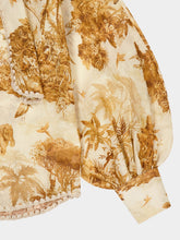 Zimmermann Coffee Safari Indra Tie Neck Blouse