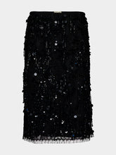 Gucci Black Sequin Embroidered Lace Skirt
