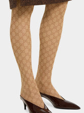 Gucci Beige GG Print Stretch Nylon Tights