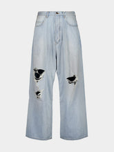 Balenciaga Light Blue Baggy Denim Distressed Jeans