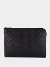 Gucci Black GG Leather Monogram Pouch