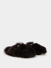 Gucci Dark Brown Shearling Buckle Sandals