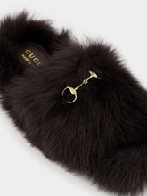 Gucci Dark Brown Shearling Buckle Sandals