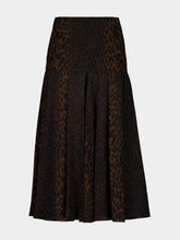 Balenciaga Leopard Print Silk Godet Midi Skirt