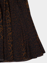 Balenciaga Leopard Print Silk Godet Midi Skirt
