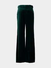 Dark Green Cotton Velvet Wide-Leg Trousers | HP - Fashion Clinic
