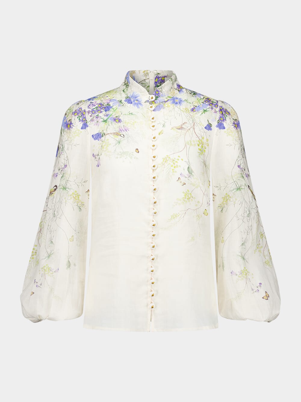 White Harmony Blouse with Floral Print