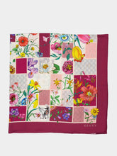 Gucci Mauve and Pink Flora Blocks Wool Silk Shawl