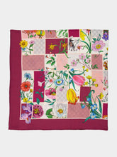 Gucci Mauve and Pink Flora Blocks Wool Silk Shawl