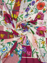 Gucci Mauve and Pink Flora Blocks Wool Silk Shawl