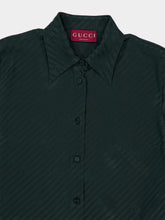 Gucci Dark Green Interlocking GG Silk Jacquard Shirt
